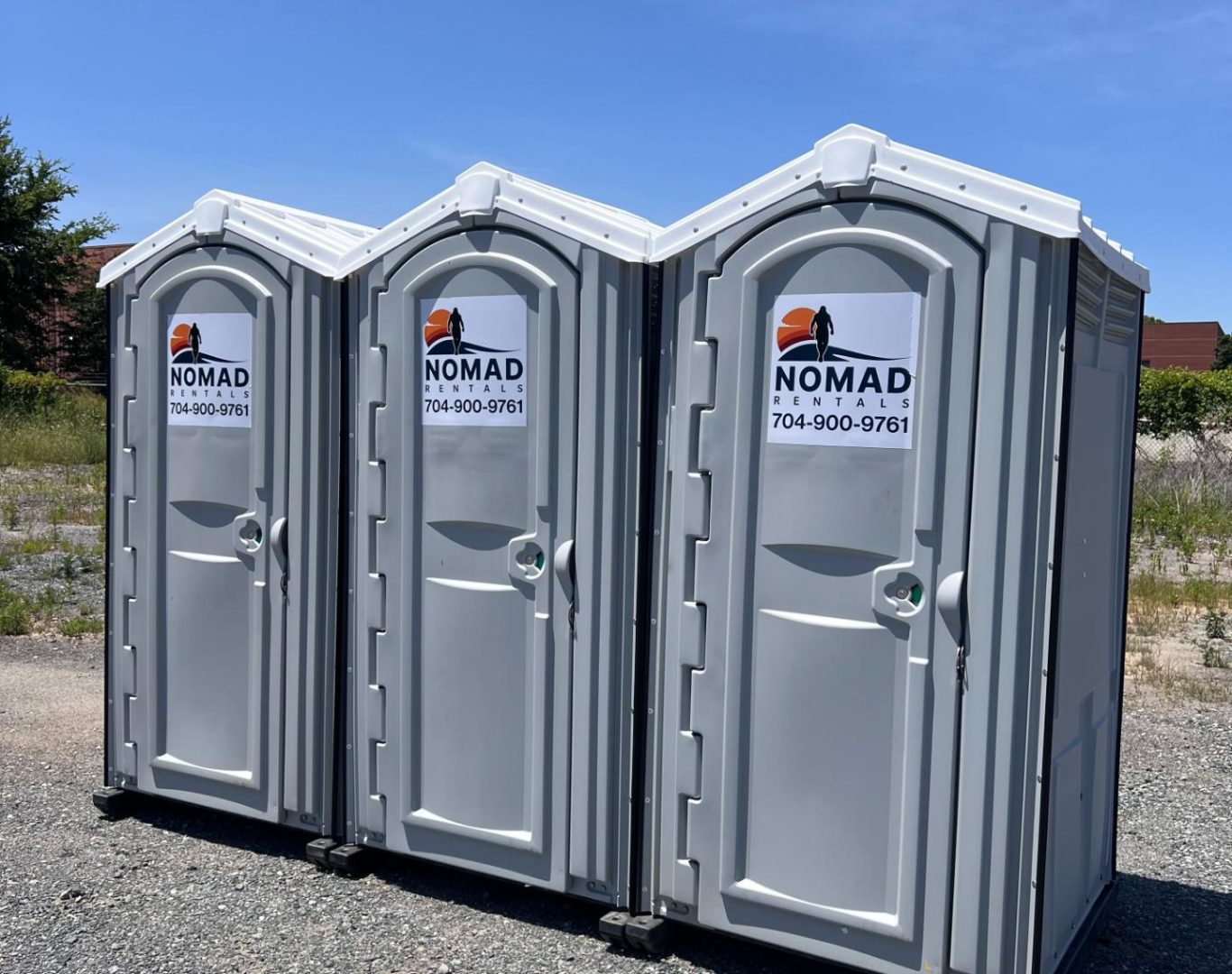 Durable construction restroom units by Nomad Rentals for daily work crews.